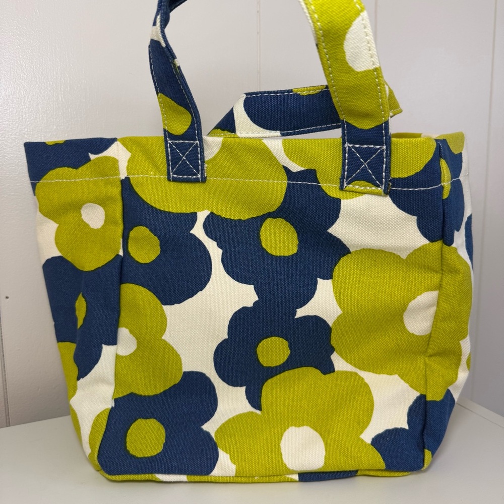 Maika Floral Canvas Tote Blue&Green boho Artsy bag purse recycled, eco-friendly - Picture 6 of 15